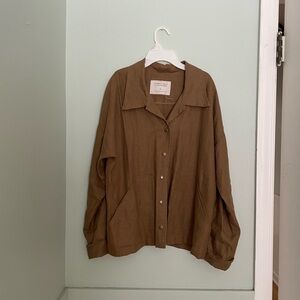 Casual Tan Linen Jacket from slow fashion Conscious Clothing, made in Michigan.